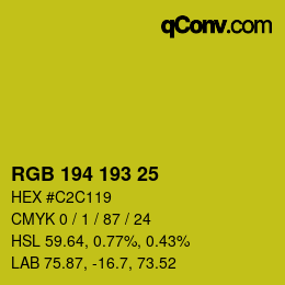 Código de color: RGB 194 193 25 | qconv.com