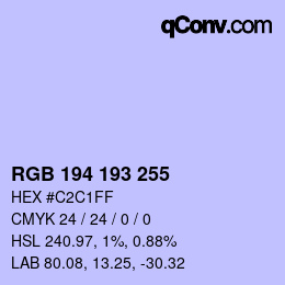 カラーコード: RGB 194 193 255 | qconv.com