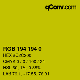 Color code: RGB 194 194 0 | qconv.com