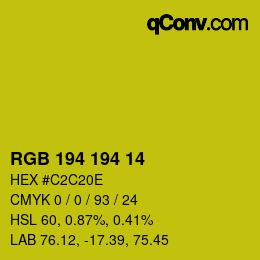 Color code: RGB 194 194 14 | qconv.com