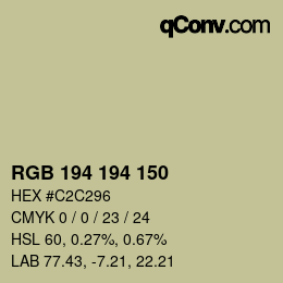 颜色代码: RGB 194 194 150 | qconv.com