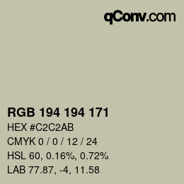 カラーコード: RGB 194 194 171 | qconv.com