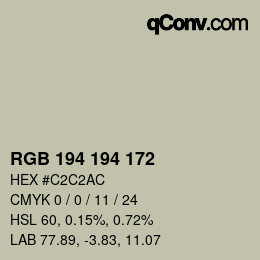 カラーコード: RGB 194 194 172 | qconv.com