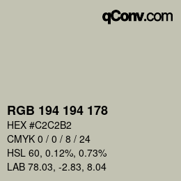 颜色代码: RGB 194 194 178 | qconv.com