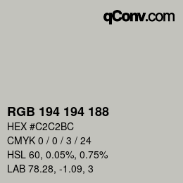 Color code: RGB 194 194 188 | qconv.com