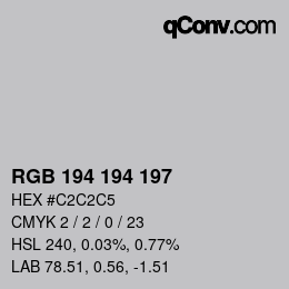 Color code: RGB 194 194 197 | qconv.com
