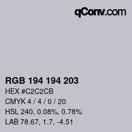 カラーコード: RGB 194 194 203 | qconv.com
