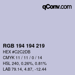 Color code: RGB 194 194 219 | qconv.com