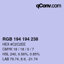 Color code: RGB 194 194 238 | qconv.com