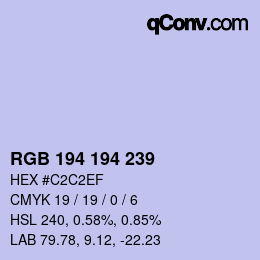 Color code: RGB 194 194 239 | qconv.com