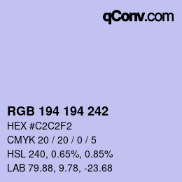 Color code: RGB 194 194 242 | qconv.com