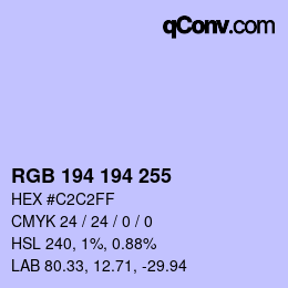Color code: RGB 194 194 255 | qconv.com