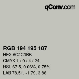 Farbcode: RGB 194 195 187 | qconv.com