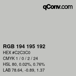 Color code: RGB 194 195 192 | qconv.com