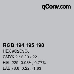 カラーコード: RGB 194 195 198 | qconv.com