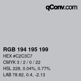 Color code: RGB 194 195 199 | qconv.com