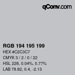 颜色代码: RGB 194 195 199 | qconv.com
