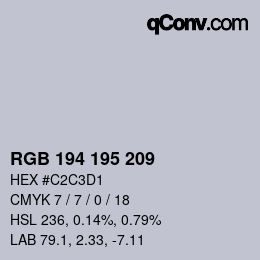 Farbcode: RGB 194 195 209 | qconv.com