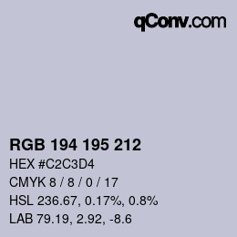 Color code: RGB 194 195 212 | qconv.com