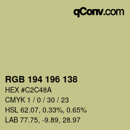 カラーコード: RGB 194 196 138 | qconv.com
