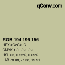 Color code: RGB 194 196 156 | qconv.com