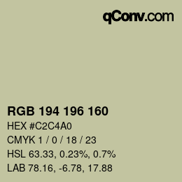 Color code: RGB 194 196 160 | qconv.com