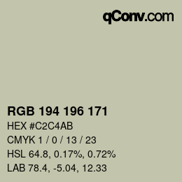 Código de color: RGB 194 196 171 | qconv.com