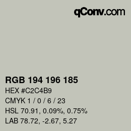 Color code: RGB 194 196 185 | qconv.com