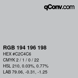 カラーコード: RGB 194 196 198 | qconv.com