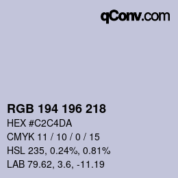 カラーコード: RGB 194 196 218 | qconv.com