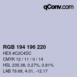 颜色代码: RGB 194 196 220 | qconv.com