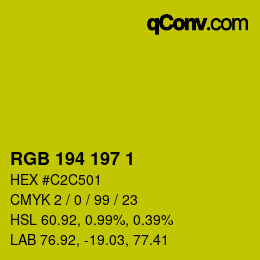 Color code: RGB 194 197 1 | qconv.com