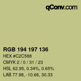 颜色代码: RGB 194 197 136 | qconv.com