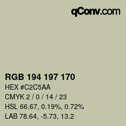 カラーコード: RGB 194 197 170 | qconv.com