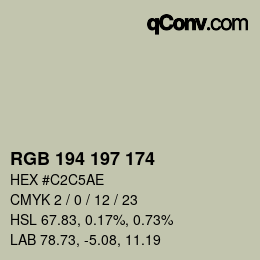 カラーコード: RGB 194 197 174 | qconv.com