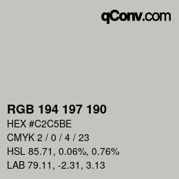 Código de color: RGB 194 197 190 | qconv.com
