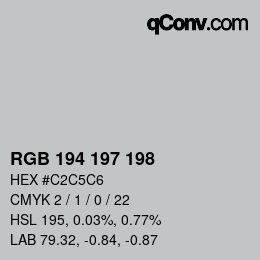 カラーコード: RGB 194 197 198 | qconv.com