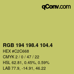 カラーコード: RGB 194 198.4 104.4 | qconv.com
