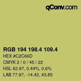 カラーコード: RGB 194 198.4 109.4 | qconv.com