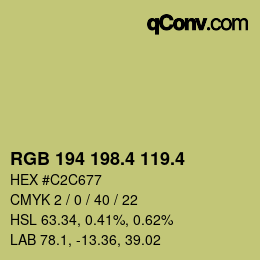 カラーコード: RGB 194 198.4 119.4 | qconv.com