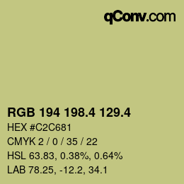 カラーコード: RGB 194 198.4 129.4 | qconv.com