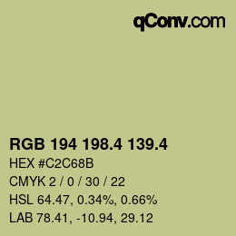 カラーコード: RGB 194 198.4 139.4 | qconv.com
