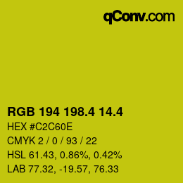 カラーコード: RGB 194 198.4 14.4 | qconv.com