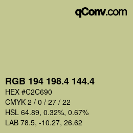 カラーコード: RGB 194 198.4 144.4 | qconv.com