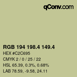 カラーコード: RGB 194 198.4 149.4 | qconv.com