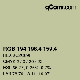 カラーコード: RGB 194 198.4 159.4 | qconv.com