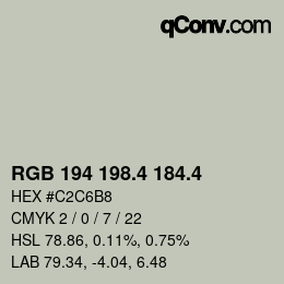 カラーコード: RGB 194 198.4 184.4 | qconv.com