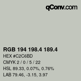 カラーコード: RGB 194 198.4 189.4 | qconv.com