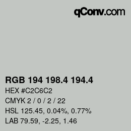 カラーコード: RGB 194 198.4 194.4 | qconv.com