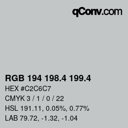 カラーコード: RGB 194 198.4 199.4 | qconv.com